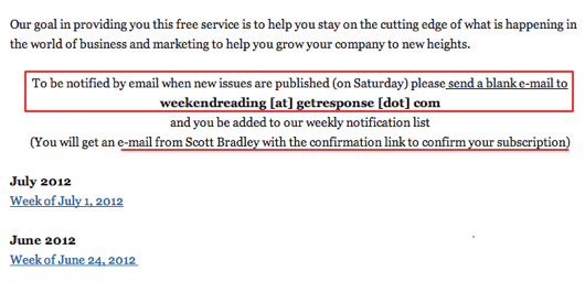 Weekend Reading Sign Up Via E-Mail