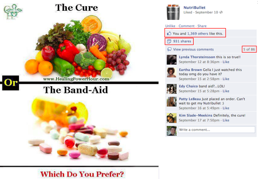 Nutribullet Viral Facebook Post Example